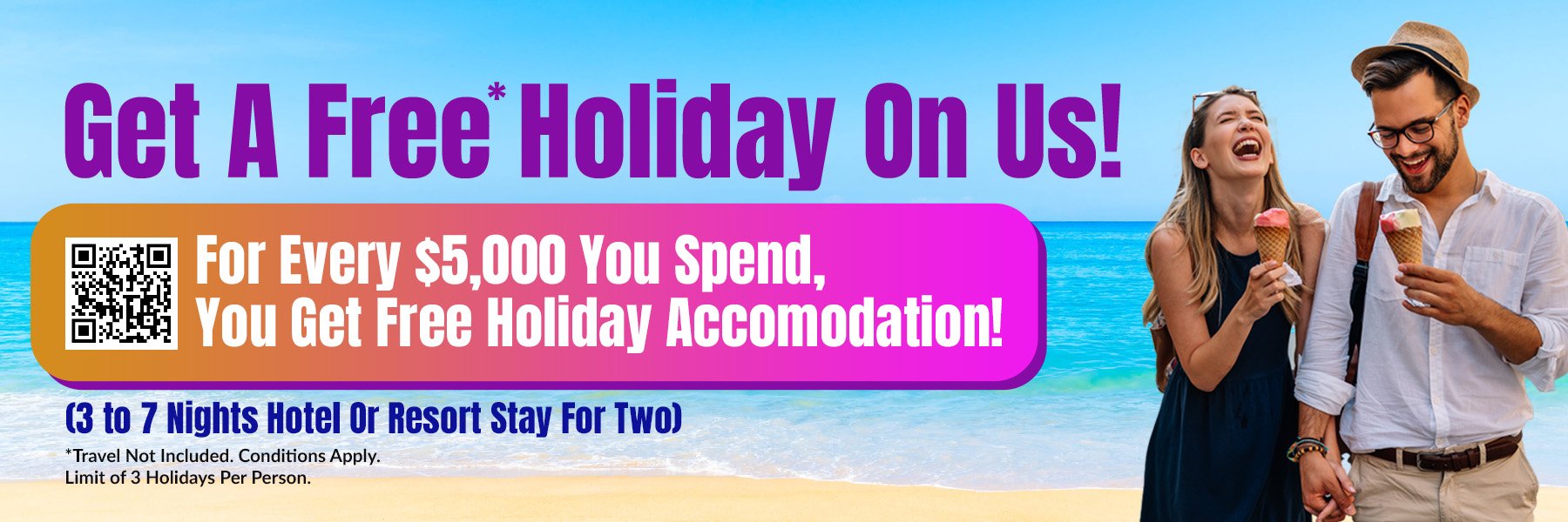 Get a Free* holiday On Us! - Promotional banner